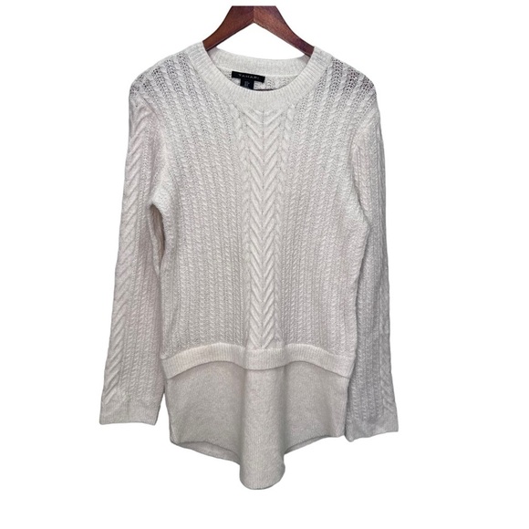 Tahari Cream Cable Knit Wool Mohair Sweater Size Small - Picture 1 of 8